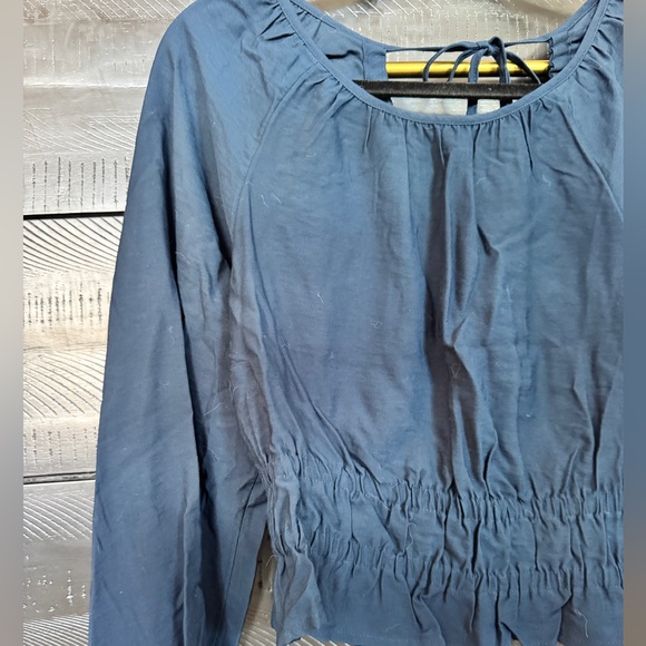 NWT Madewell Twill Tie-Back Cutout Top navy blue small - Picture 6 of 7